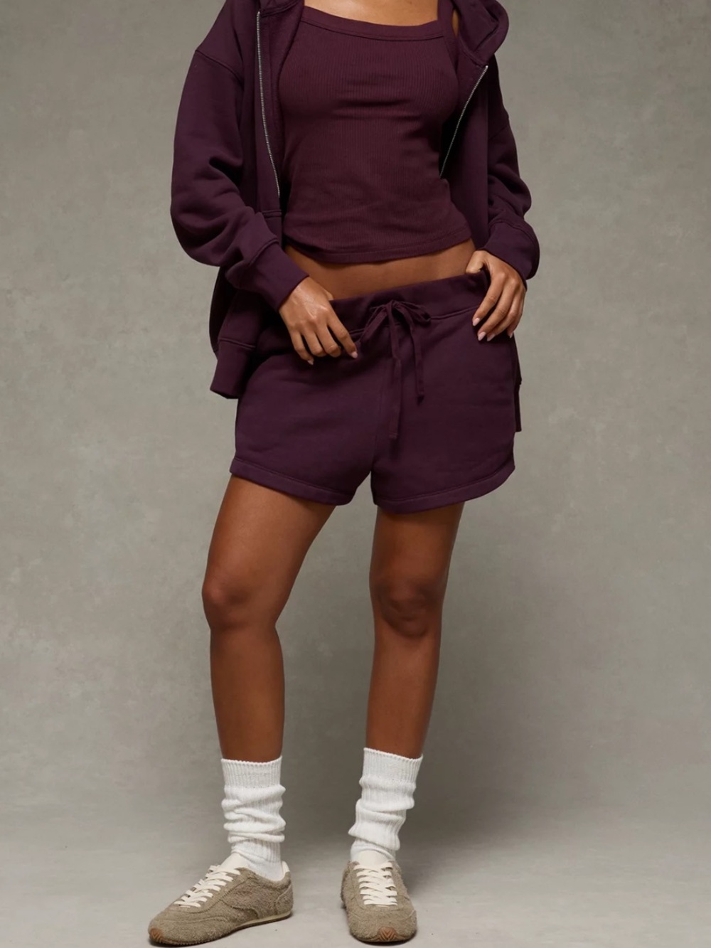 American Eagle Outfitters Shorts - burgundy “AE Everyday Luxe Sweat Short” NWT - Picture 1 of 11